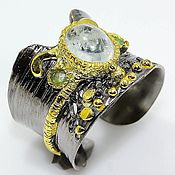 Украшения handmade. Livemaster - original item Silver ring with aquamarine and emerald. Handmade.