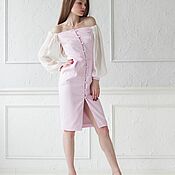 Одежда handmade. Livemaster - original item Nicole`s dress (40/XS size) off-the-shoulder pale pink. Handmade.