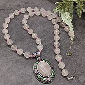 Украшения handmade. Livemaster - original item natural rose quartz necklace with pendant. Handmade.