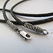 Украшения handmade. Livemaster - original item Necklace: Leather jewelry cord with silver. Handmade.