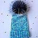 Заказать Шапки-тыковки вязаные  Бирюзовый меланж. Tasya-knits. Ярмарка Мастеров. . Шапки Фото №3