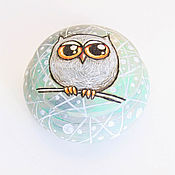 Для дома и интерьера handmade. Livemaster - original item Round box "Winter owl". Handmade.