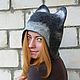 Шапка "Кошка": вязаная шапка с ушками, серая шапка. Шапки. Варежки и шарфы. Про войлок. Ярмарка Мастеров.  Фото №6