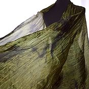 Аксессуары handmade. Livemaster - original item Scarf stole silk olive green long demi-season azra. Handmade.