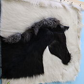 Для дома и интерьера handmade. Livemaster - original item Voluminous carpet panel made of fur Head of a black horse. Handmade.