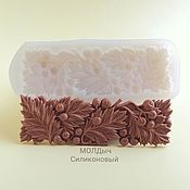 Материалы для творчества handmade. Livemaster - original item Mold border 12 x 4 x 0,5 cm Leaves and berries Silicone mold. Handmade.