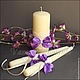 Свечи с кружевом и фиолетовыми бантами, Свадебные свечи, Санкт-Петербург,  Фото №1