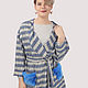 Order Cardigan coat in a cage with natural fur blue white gray. Yana Levashova Fashion. Livemaster. . Cardigans Фото №3