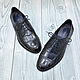 Men's derby, made of genuine crocodile leather, in dark blue color. Derby. SHOES&BAGS. My Livemaster. Фото №4