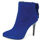 Винтаж handmade. Livemaster - original item Bright blue velour ankle boots for autumn/spring. Italy. Handmade.