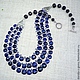 necklace, handmade, designer necklace as a gift, a necklace of sapphires and tanzanite, elegant necklace made of natural stones, beads stones
