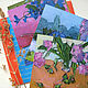 'Juego de tarjetas de flores y frutas, 4 -8 piezas brillantes, cuadradas. Cards. StudioMoments. Ярмарка Мастеров.  Фото №4