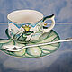 Porcelain tea pair 'Frog Princess'. Single Tea Sets. KASTdecor. Online shopping on My Livemaster.  Фото №2