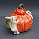 Teapot 'Pumpkin and rabbits'. Teapots & Kettles. Mila. My Livemaster. Фото №5