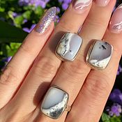 Шикарное кольцо из серебра, опала и натуральных камней