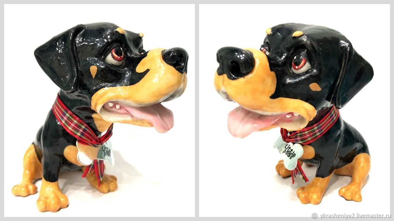 Винтаж Ротвейлер собака статуэтка Little Paws Англия 55 купить на