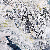 Картины и панно handmade. Livemaster - original item a large abstract painting. Winter landscape with skiers. 100h70. Handmade.
