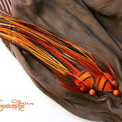 Украшения handmade. Livemaster - original item Long bright orange feather earrings. Handmade.