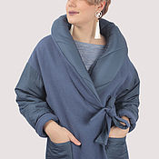 Одежда handmade. Livemaster - original item Coat blue woolen short wool raincoat. Handmade.