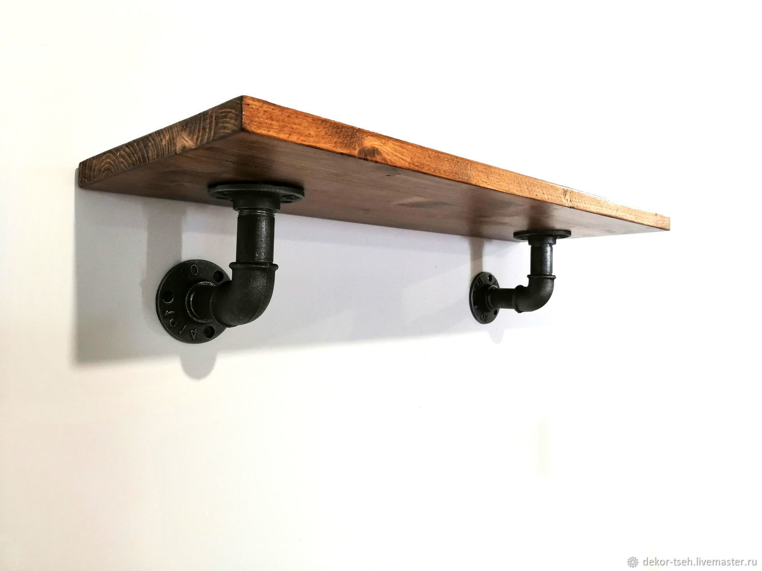 Industrial Style Wall Shelf Made Of, Shelves Made From Pipes And Wood