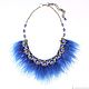 Blue Swan necklace Natural pearls leather and feathers. Necklace. ms. Decorator. My Livemaster. Фото №4