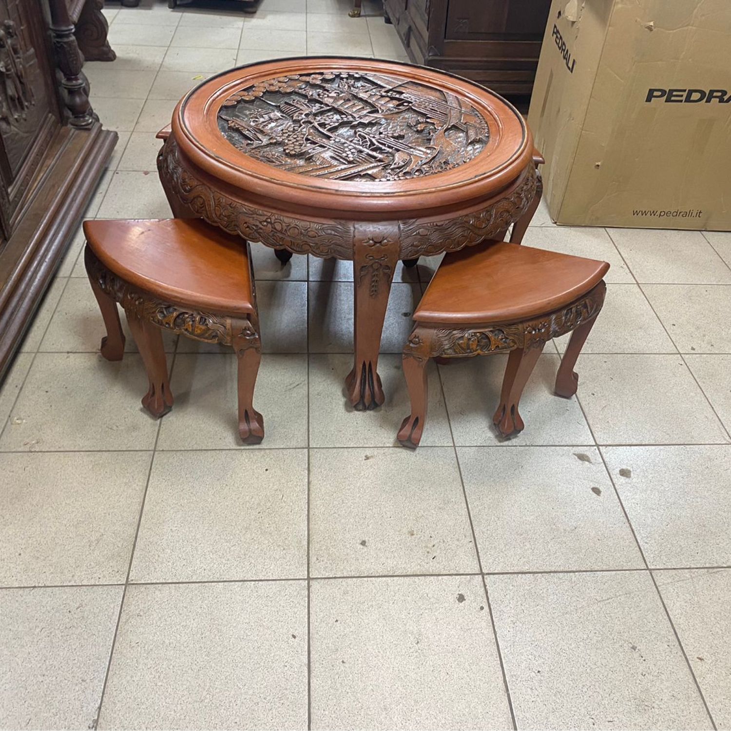 Антикварный чайный стол с 4 табуретками Шинуазри купить в интернет ...