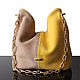 Stylish bag made of genuine suede Yellow with a large chain, Sacks, Bordeaux,  Фото №1