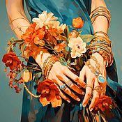 Картины и панно handmade. Livemaster - original item the painting Girl with flowers. Fashion illustration contemporary art. Handmade.