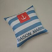 Для дома и интерьера handmade. Livemaster - original item Maison Marine pillowcase 45h45 blue. Handmade.