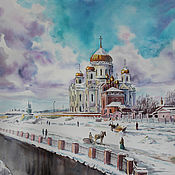 Картины и панно handmade. Livemaster - original item Pictures: Cathedral Of Christ The Saviour Old Moscow. Handmade.