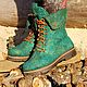 Felted boots, felt boots, lace-up. Green shoes. Boots. валенки Vladimirova Oksana. My Livemaster. Фото №5