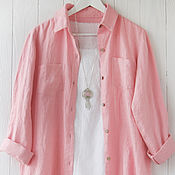 Одежда handmade. Livemaster - original item Light pink women`s shirt made of 100% linen. Handmade.