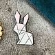 Брошь кролик геометрия. Брошь-булавка. Clay rabbit. Украшения ручной работы. Интернет-магазин Ярмарка Мастеров.  Фото №2