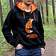 Men's black hoodie, hoodie with Fox footer. Sweatshirts for men. Lara (EnigmaStyle). My Livemaster. Фото №4