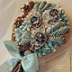 Брошь с бирюзовым букетом. "Turquoise bouquet", Брошь-булавка, Санкт-Петербург,  Фото №1