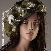 Комплект шапка и митенки "Свежая зелень" из малабриго