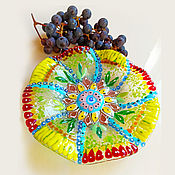 Посуда handmade. Livemaster - original item Сoloured Fused glass plate - Indian pattern - Glass dish - flowers - H. Handmade.