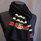 Черный   итальянский трикотажный  шарф из ткани Gucci. Палантины. Platkoff. Ярмарка Мастеров.  Фото №4