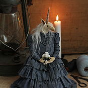 Куклы и игрушки handmade. Livemaster - original item interior doll: A unicorn in a blueberry dress. Handmade.