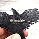 Leather curly Raven brooch. Brooches. Tatiana (Leather bracelets). My Livemaster. Фото №5