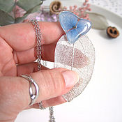 Украшения handmade. Livemaster - original item Pendant with A Real Blue Hydrangea Flower Decoration Lilac. Handmade.