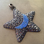Материалы для творчества handmade. Livemaster - original item Pendant-pendant in the shape of a star art.7-70 with black cubic Zirconia. Handmade.