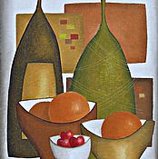 Картина маслом "Натюрморт с вином и гранатами"