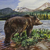 Картины и панно handmade. Livemaster - original item Painting with a bear in watercolor. Animals with watercolor paints. Handmade.