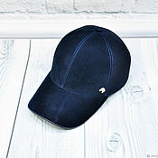 Аксессуары handmade. Livemaster - original item Baseball cap made of natural suede, dark blue color, custom made!. Handmade.