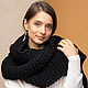 Order Black scarf large knit. SHAPAR - knitting clothes. Livemaster. . Scarves Фото №3