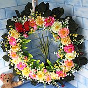 Цветы и флористика handmade. Livemaster - original item Pink roses, interior wreath. Handmade.