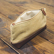 Сумки и аксессуары handmade. Livemaster - original item Cosmetic bag leather and canvas. Handmade.