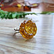 Amber. Ring 'Rose of the Yellow Seas' amber silver, Rings, Moscow,  Фото №1