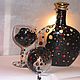 Handmade unique romantic set  for wine `Galaxy for two`, Please wash with liquid cleansers, don`t use abrasive and dishwasher. Decanter 23 x19x8 sm. Glasses 22.5 sm., 25 cl.
